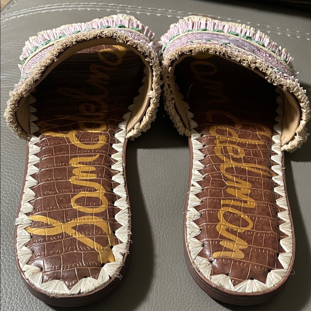 Sam Edelman Georgia Women's Lilac Raffia Slide Sandals - Picture 7 of 10